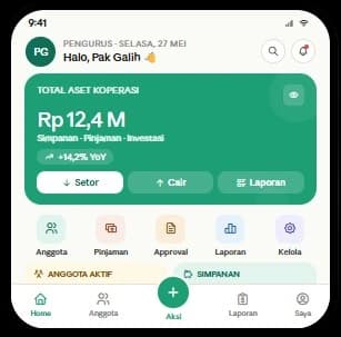 Preview dashboard admin koperasi Jasa Bikin App