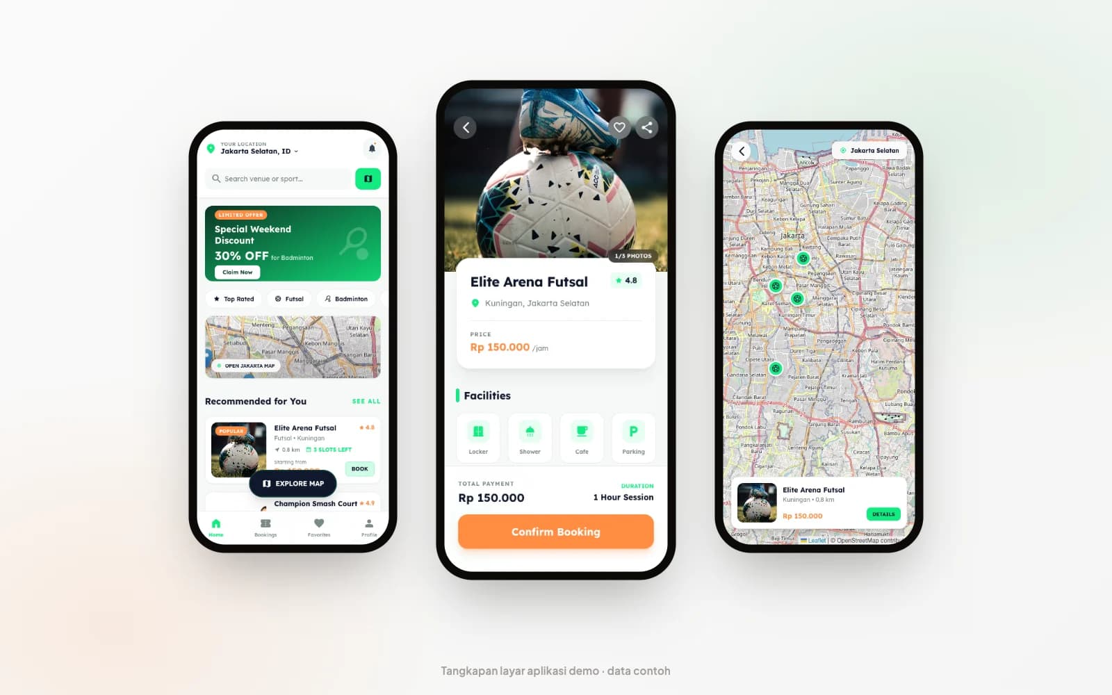 Jadwal lapangan, booking online, dan pembayaran dalam satu sistem.