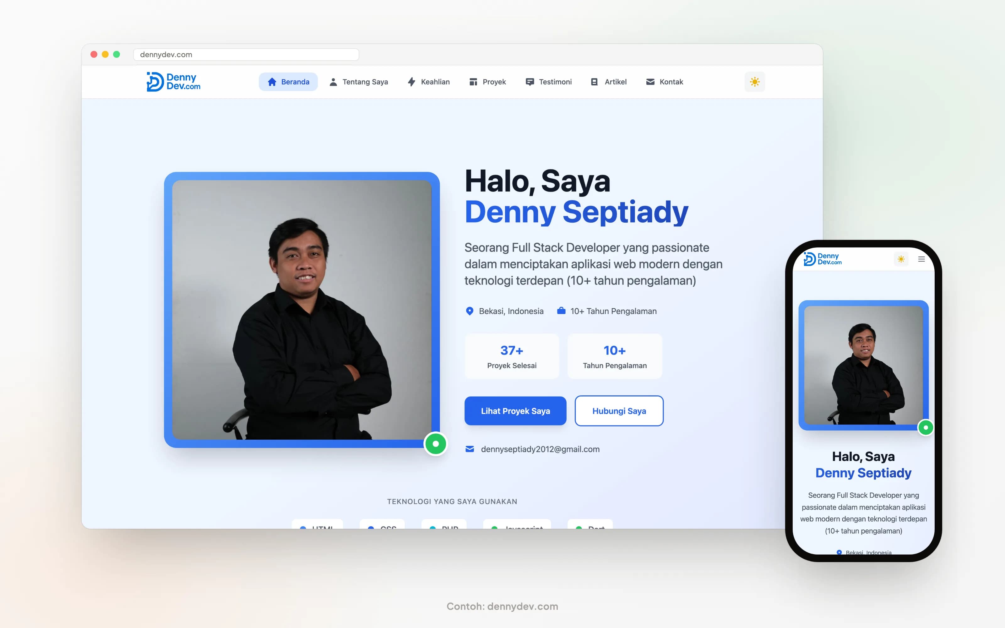 Tampilan Website Portfolio & Personal Branding